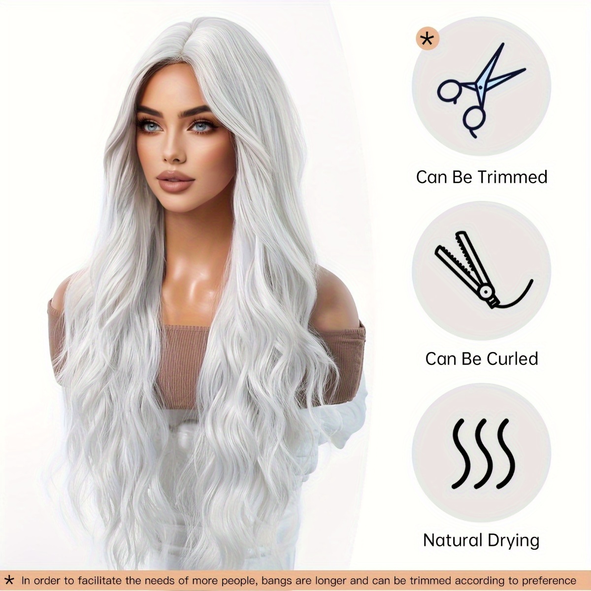 Hair Care Nature - 안신 브랜드 합성 섬유 가발: 은백색