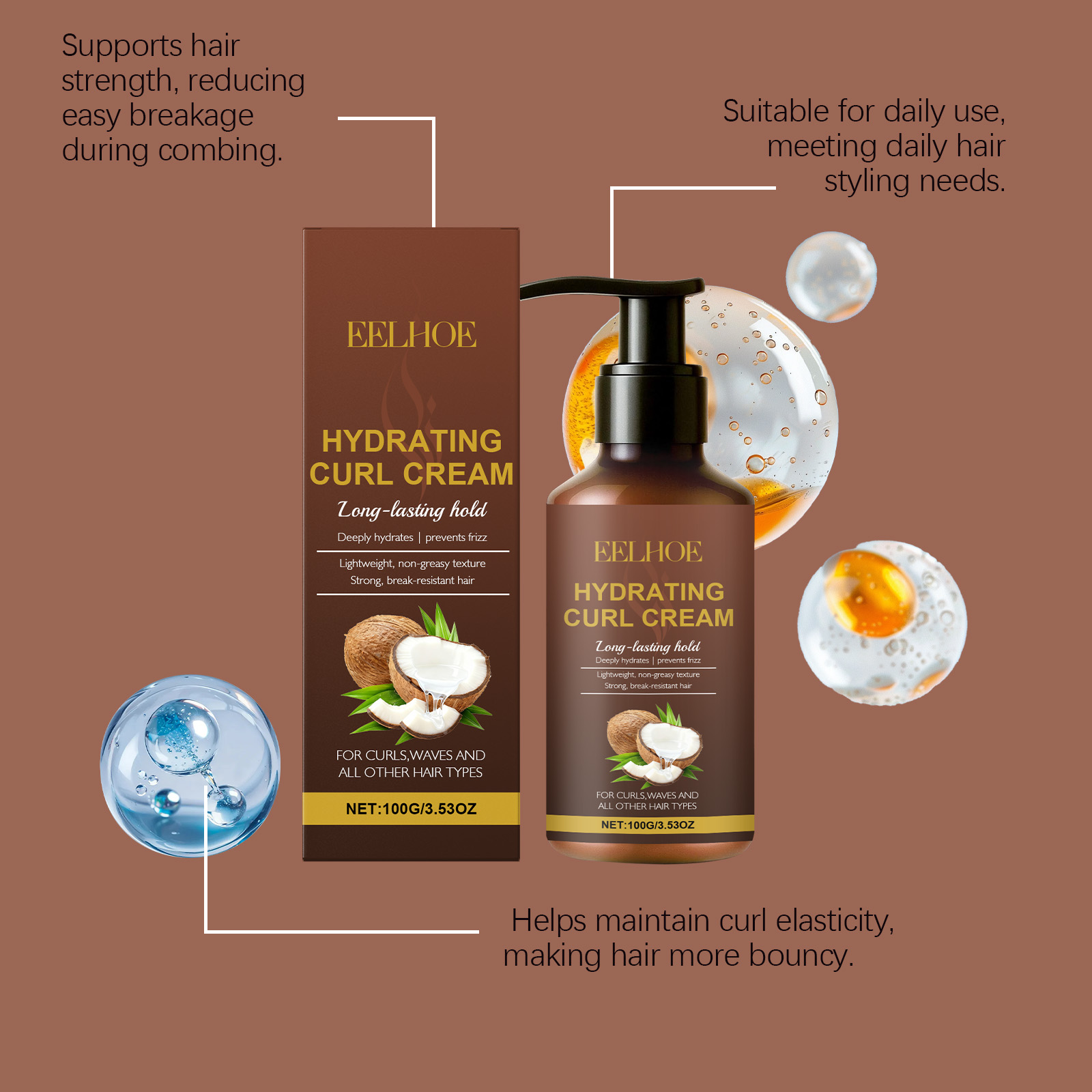 물결 모양과 곱슬머리를 위한 컬 스타일링 크림, 곱슬거 - Hair Care Nature 리뷰 및 가격