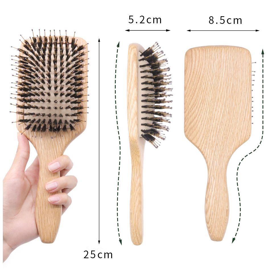 멧돼지 강모 헤어 브러시 나무 헤어 브러시 Peine  - Hair Care Routine 리뷰 및 가격