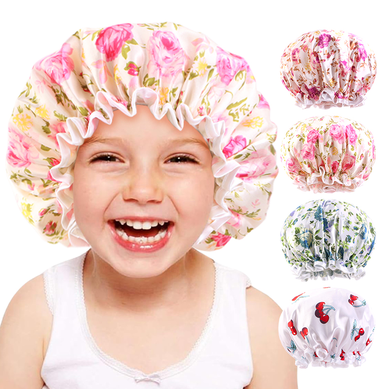 어린이 조절 가능 이중 레이어 샤워캡 컬러 프린트 방수 - Hair Care For 5 Year Old Girl 리뷰 및 가격